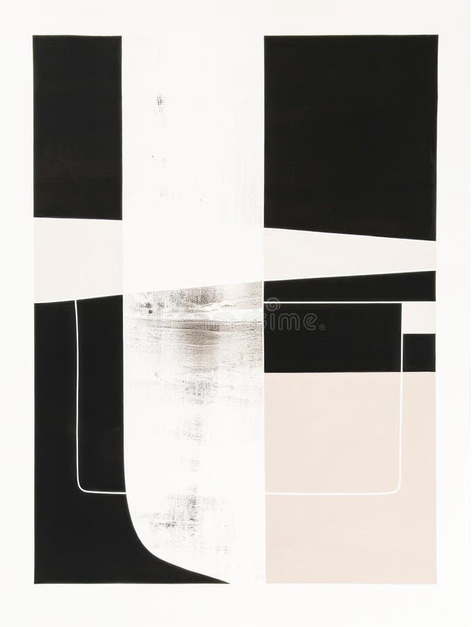 A black and white painting with a square in the middle, AI vector illustration