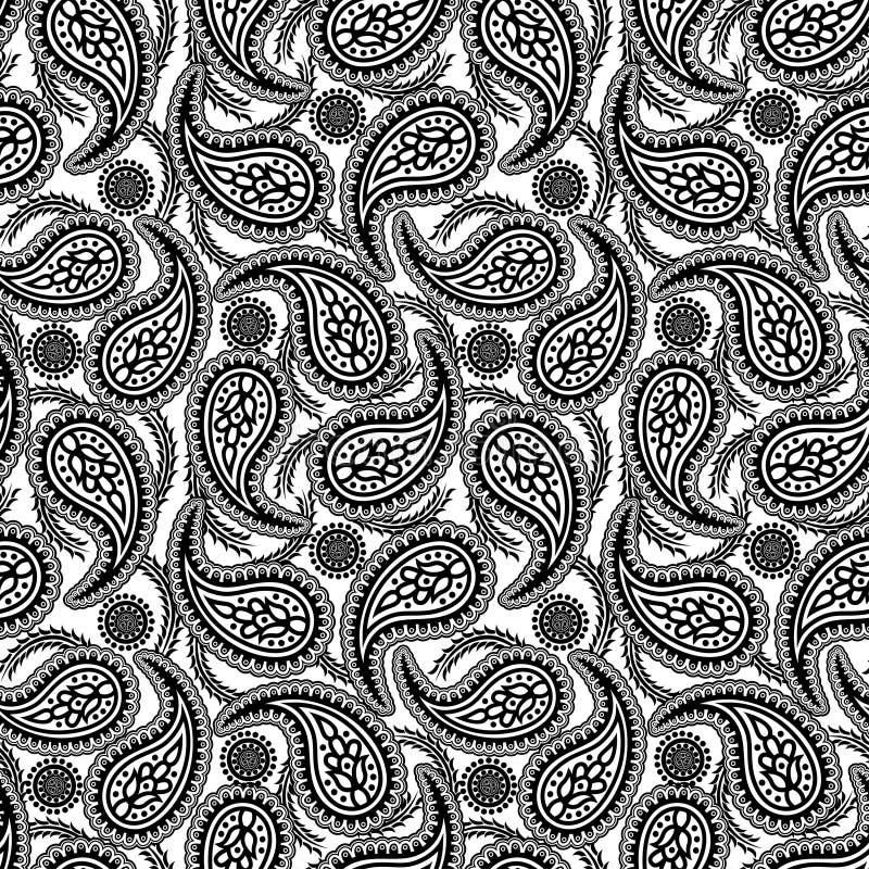 Black and White Paisley Seamless Pattern Stock Vector - Illustration of ...