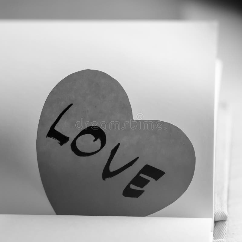 Black and White Paper Heart with Notebook Stock Image Image of