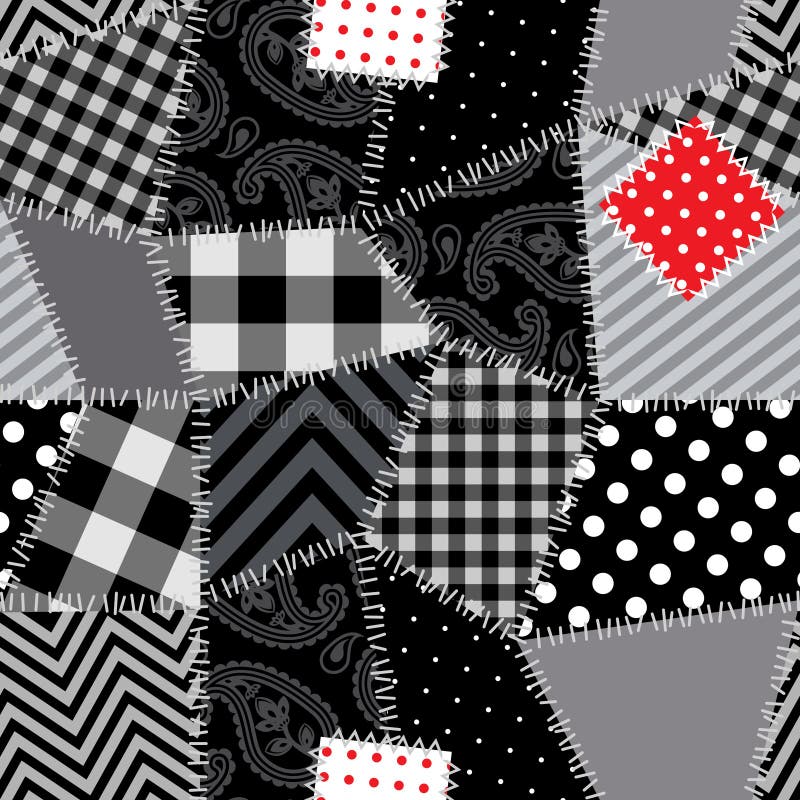 Black-white Patchwork with red patch