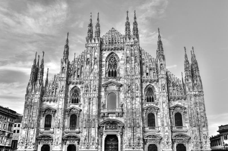 Black and White Photo of the Famous Cathedral Duomo Stock Photo - Image ...