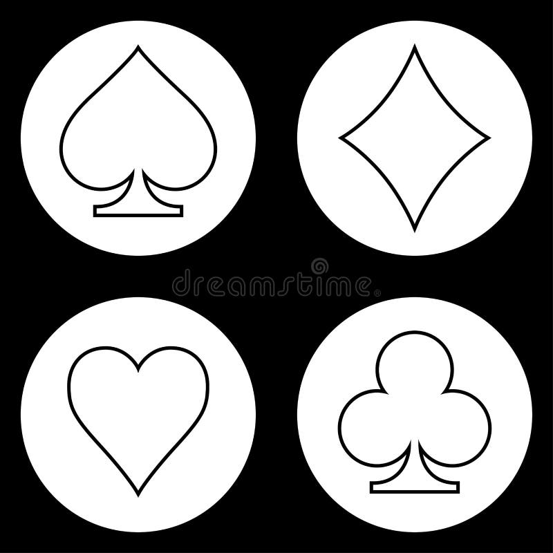 Black and White Playing Cards Suits Icon Set Stock Illustration ...