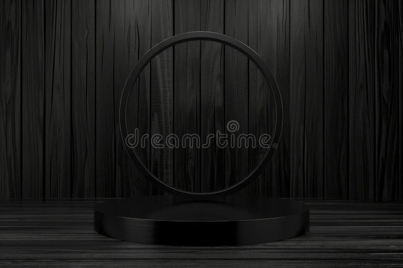 Black and white podium stage for product presentation stock images