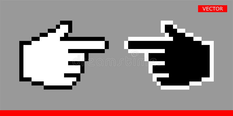 Black and White Pointer Hand Cursors Icons Vector Illustration Stock