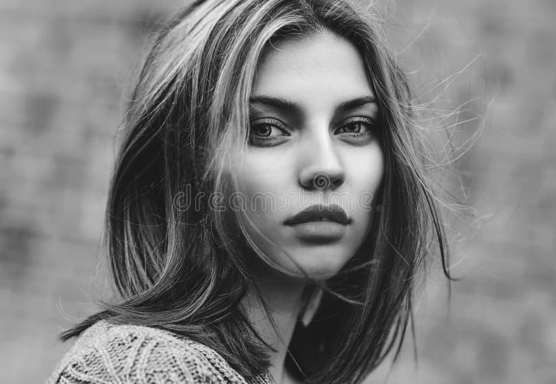 Black and White Portrait of a Beautiful Girl Stock Image - Image of ...
