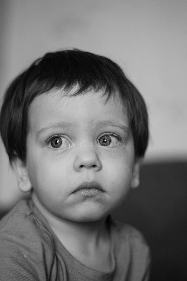Black and White Portrait of a Boy. Little Boy Portrait Stock Photo - Image of childhood, blind ...