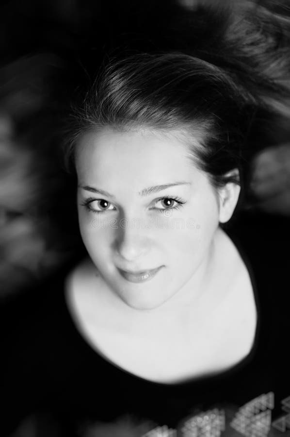 Black and White Portrait of a Cute Young Girl Stock Photo Image of