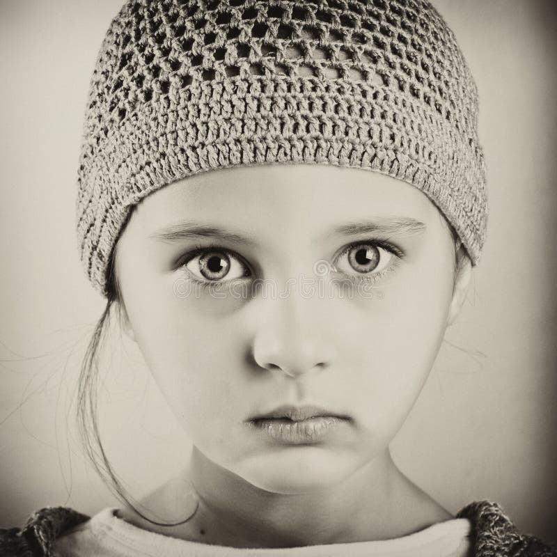 Black and white portrait of a girl