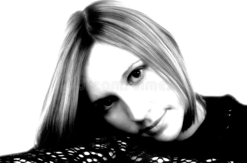 Black & White Portrait With High Contrast stock photos