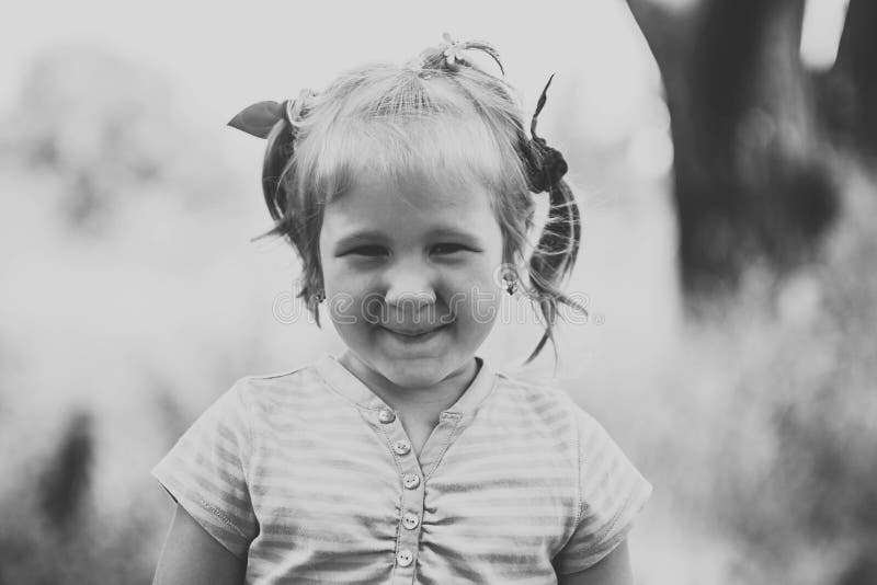 Black and white portrait of a little girl