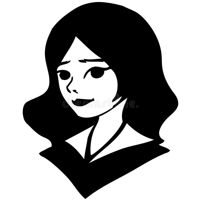 Black and White Portrait of a Pretty Girl. Vector Stock Vector