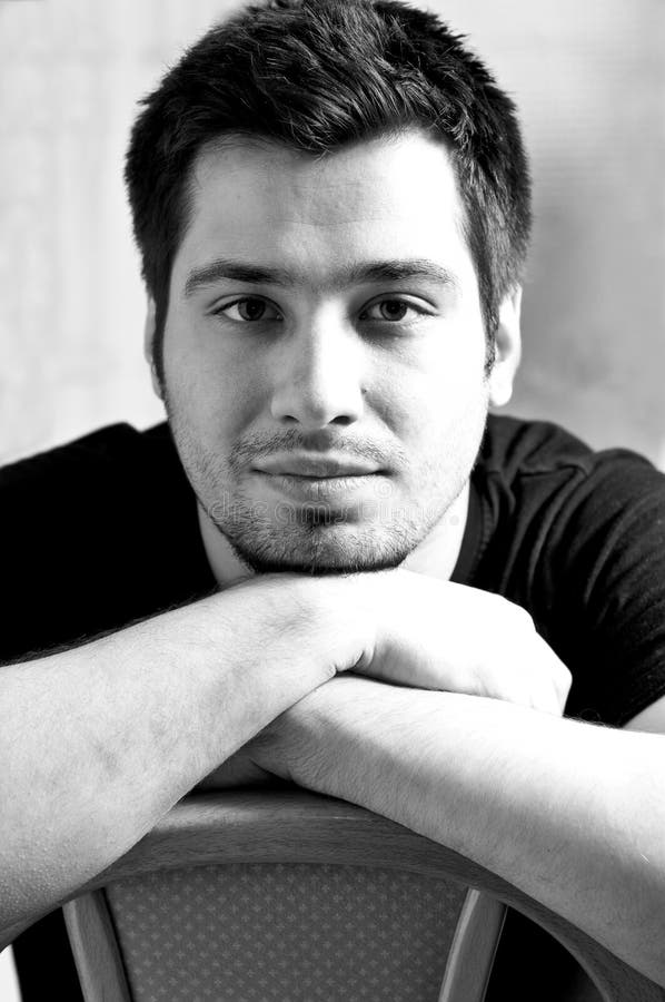 Black and White Portrait of a Young Man Stock Photo - Image of light ...