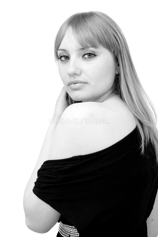 Black And White Portrait Of Young Woman Stock Image Image Of Sensuality Look 14198149 