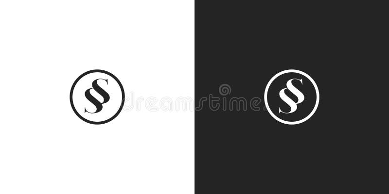 Black and white premium round SS monogram logo stock illustration Black and white premium round SS monogram logo stock illustration