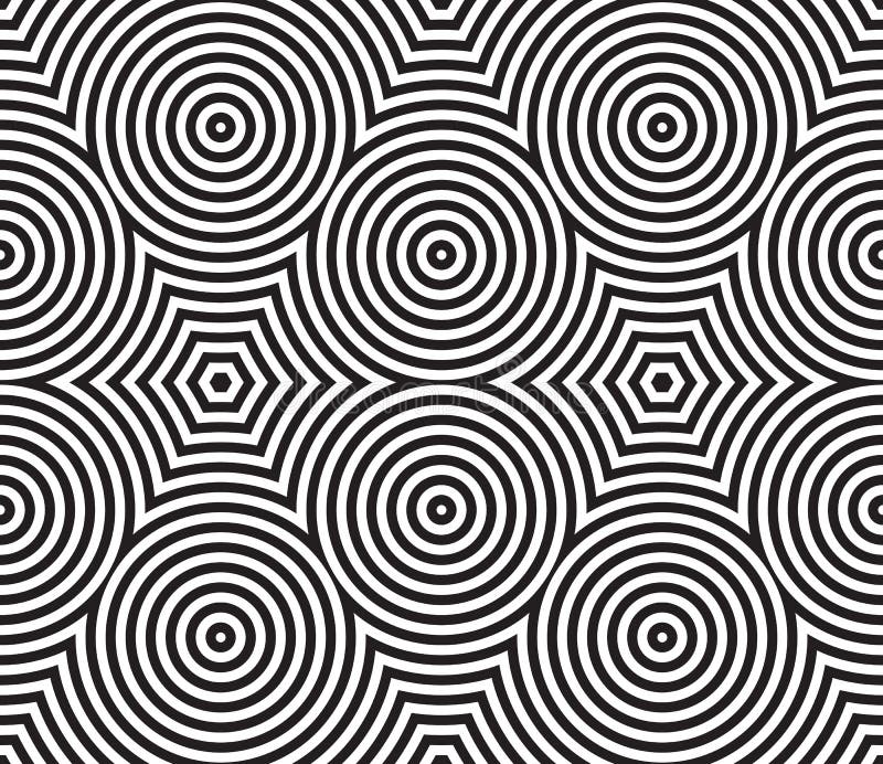 Black and White Psychedelic Circular Textile