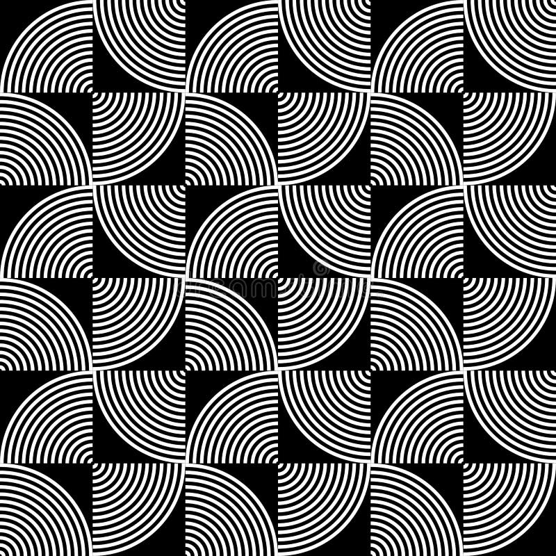 Black and White Psychedelic Circular Textile