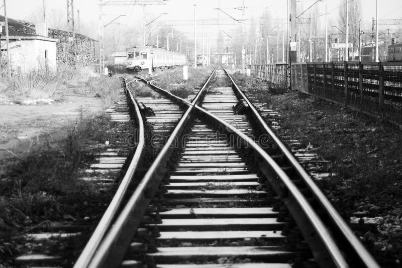 Black and White Railroad Tracks Editorial Stock Photo Image of architectural, white 212797073