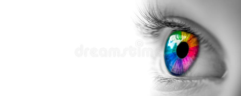 Black & White With Rainbow Eye royalty free stock photography Black & White With Rainbow Eye royalty free stock photography