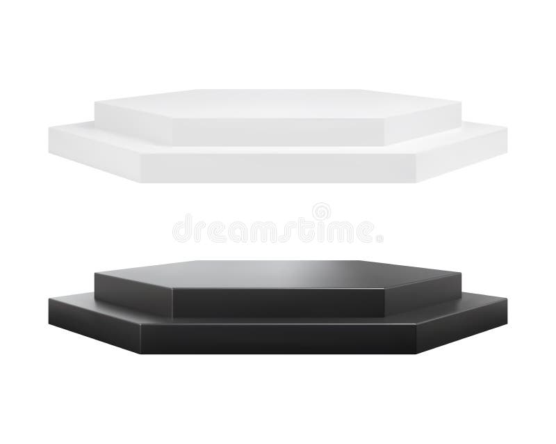 Black and white realistic round podium. Empty ceremony platform pedestal. Vector illustration stock illustration