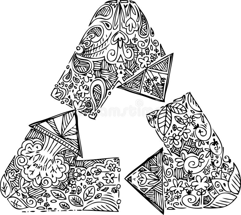 Coloring recycle arrows stock illustration