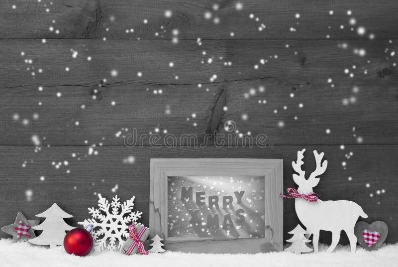 Black White Red Christmas Background Snowflakes Frame Merry Xmas