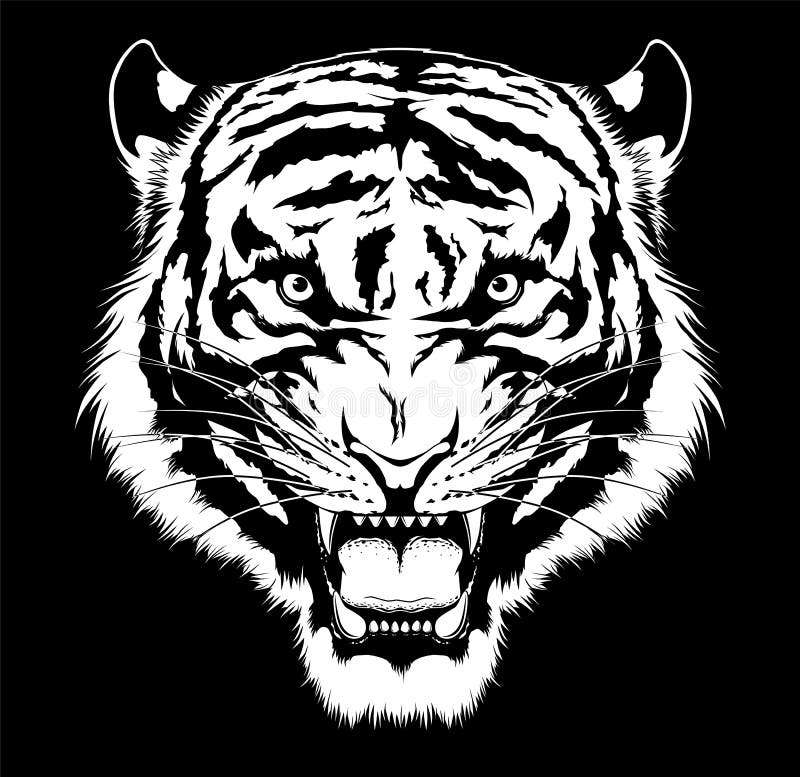 black and white tiger clipart