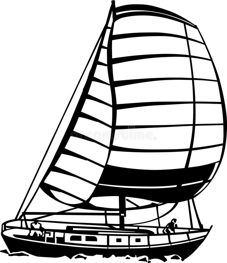 sailboat drawing black and white