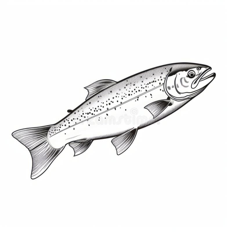 Trout Line Drawing Stock Illustrations – 1,203 Trout Line Drawing