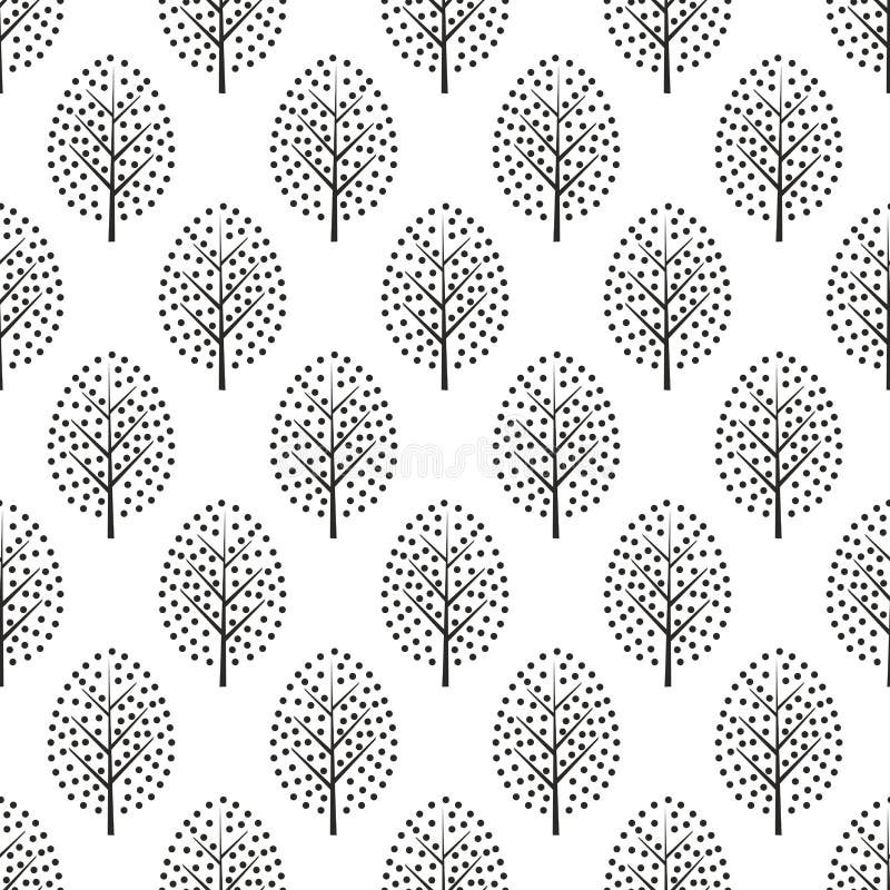 Black and white scandinavian style decorative trees seamless pattern. vector illustration Black and white scandinavian style decorative trees seamless pattern. vector illustration