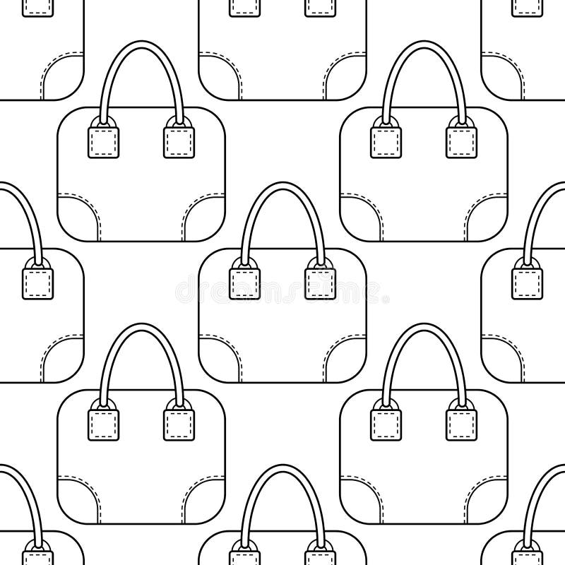 Black and White Seamless Illustration, Pattern of Fashion Bags for