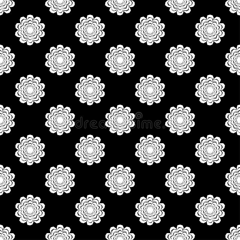 Black and White Seamless Pattern of Lace Flowers. Retro Motif Stock