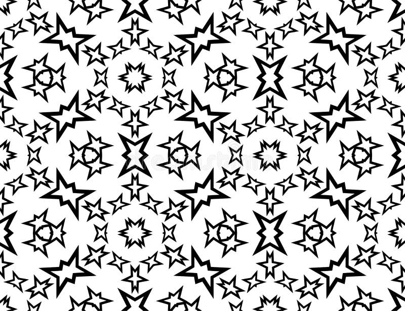 Black and White Seamless Repeated Geometric Art Pattern Background
