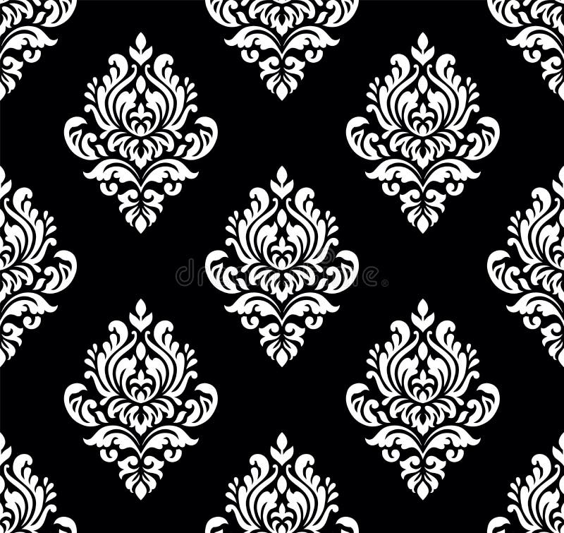 Seamless Black and White Damask Wallpaper Stock Vector  Illustration of  element flora 165273821