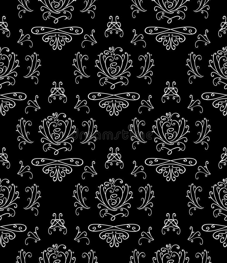 Black & White Seamless Wallpaper Stock Vector - Illustration of swirl