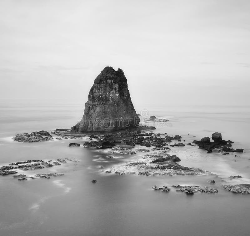 Black and White Seascape in Long Exposure royalty free stock photos Black and White Seascape in Long Exposure royalty free stock photos