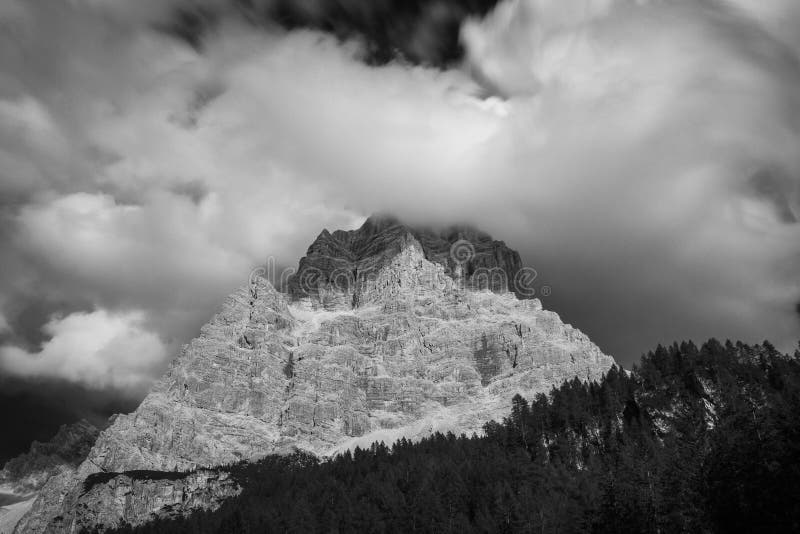 Black and white shot from dolomiti park - Italy province of Belluno