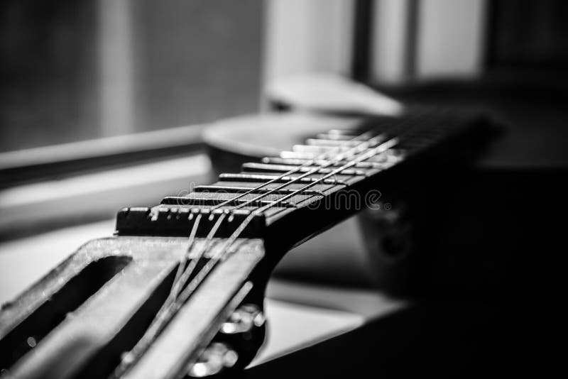 Fretboard of aged guitar