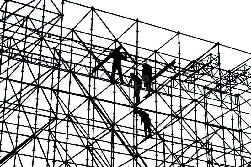 Black and white silhouette of construction workers stock photography Black and white silhouette of construction workers stock photography