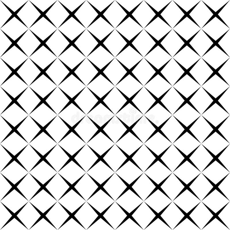 Black and white simple star shape geometric seamless pattern, vector royalty free illustration