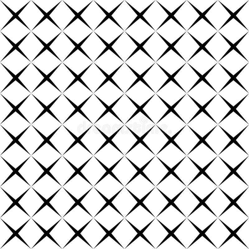 Black and white simple star shape geometric seamless pattern, vector