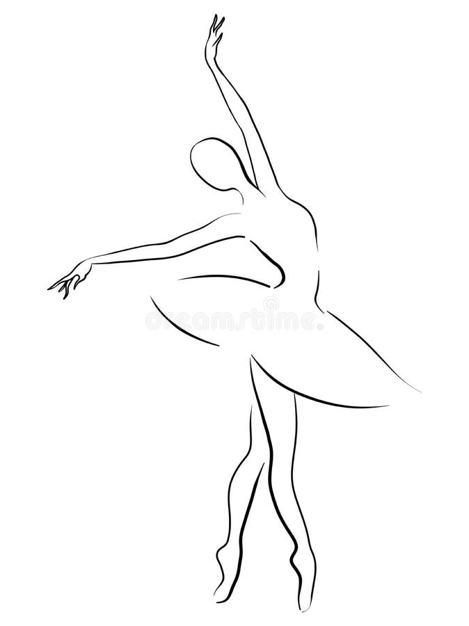 Black And White Drawing Of A Dancing Ballerina Stock Illustration