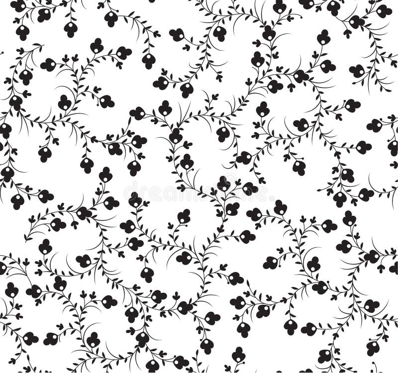Black and White Small Flower Seamless Pattern on White Background Stock Vector Illustration of