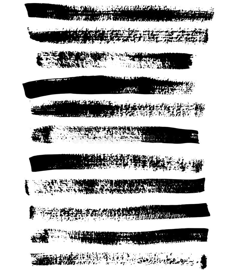 Black and White Sponge Print Striped Grunge Brushes. Vector ...