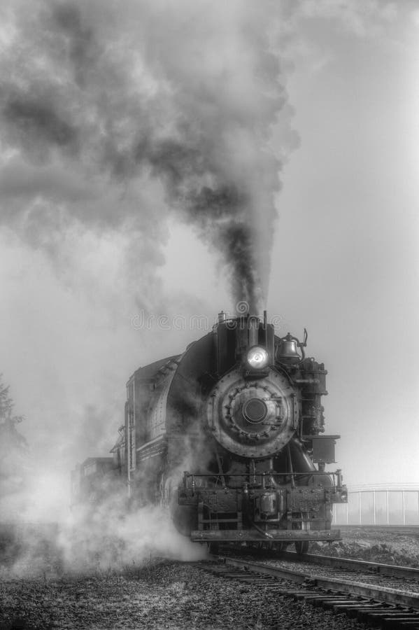 Black and White Steam Locomotive Stock Image - Image of tracks, train