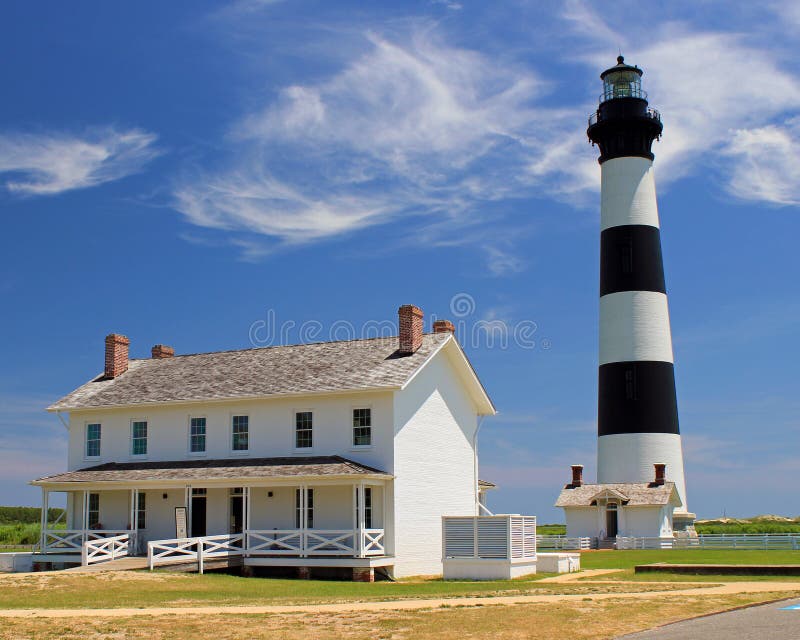 Black and White Lighthouse in the Outer Banks of North Carolina