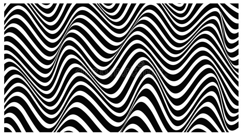 Black and white stripes creating the illusion of waves, volume stock illustration