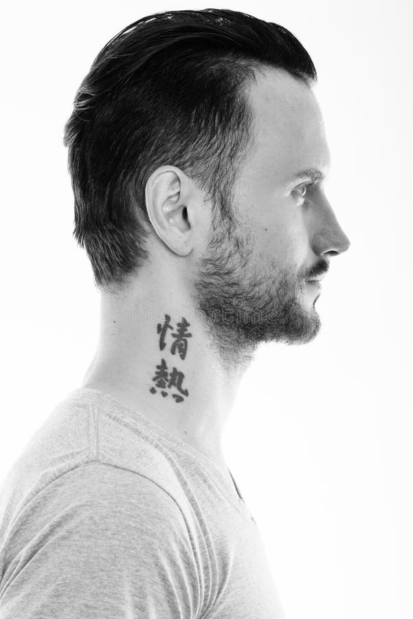 Portrait of Man with Neck Tattoo with Text Meaning Passion Stock Image - Image of tattoo, beard: 159812431 Portrait of Man with Neck Tattoo with Text Meaning Passion Stock Image - Image of tattoo, beard: 159812431