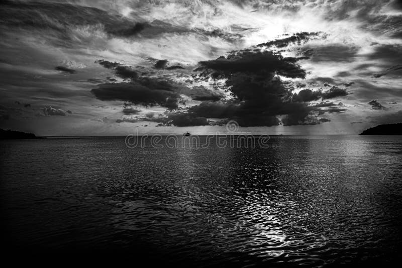 Black And White Sunset A Fishing Boat In The Middle Of The Sea With Sea And Clouds Stock Image Image Of Holiday Evening Black And White Sunset A Fishing Boat In The Middle Of The Sea With Sea And Clouds Stock Image Image Of Holiday Evening