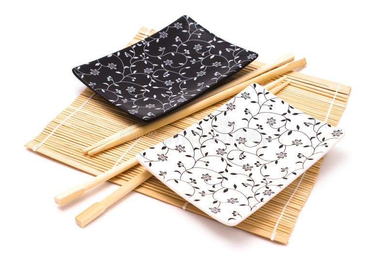 Black and white sushi set