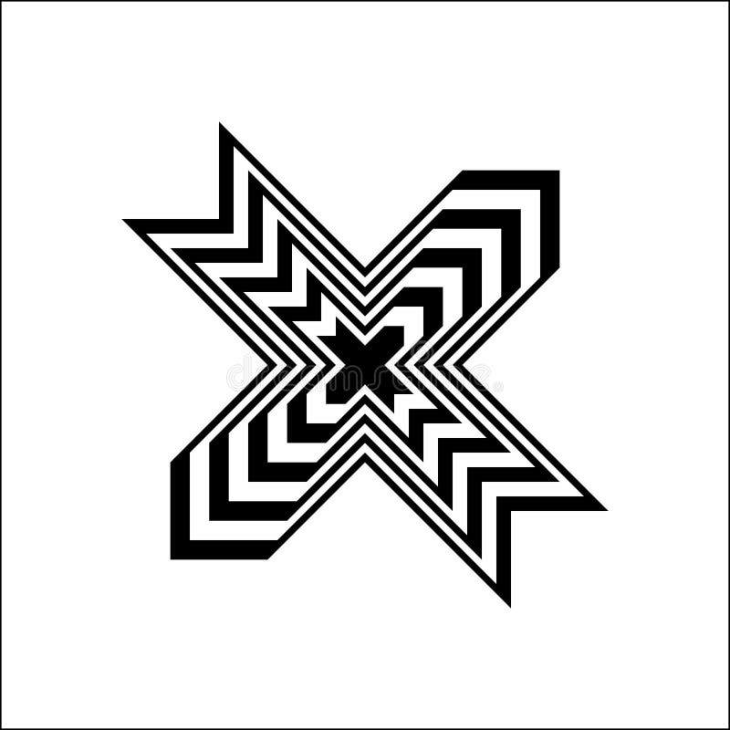 Black and White Cross Symbol on White Background. Stock Illustration